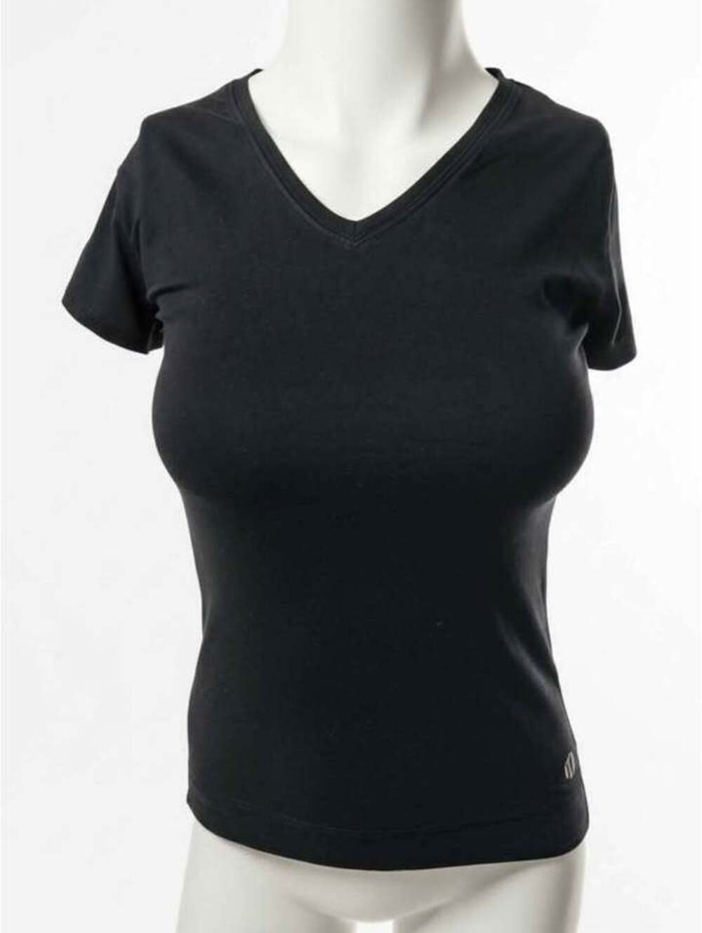 Raw Threads Black V-Neck Short Sleeve Activewear Top, Size XXS